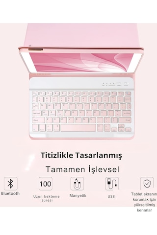 Apple Uyumlu iPad 11. Nesil A16 Çipli 2024 2025 Klavyeli Tablet Kılıfı Klavye + Stand
