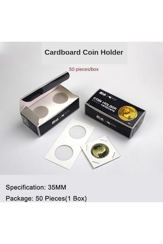 Homyl 50 Adet Karton Madeni Para Toplama Tutacağı 2x2 35mm Beyaz