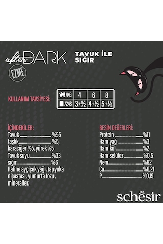 Schesir After Dark Pate Tavuk Etli Ve Sığır Etli Tahılsız Yetişkin Kedi Konservesi 80 Gr