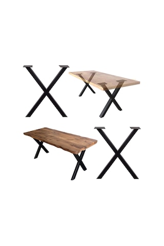 Mavitrend Dekoratif Metal Masa Ayağı Kütük Masa Ayağı Mobilya Ayakları 1 Takım Yükseklik 70 Cm Genişlik 60 Cm