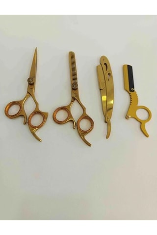 Smp Berber Makas Seti 6 Inç 4 Lü Set Profesyonel Lüks Salon Kuaför Jilet Ağız