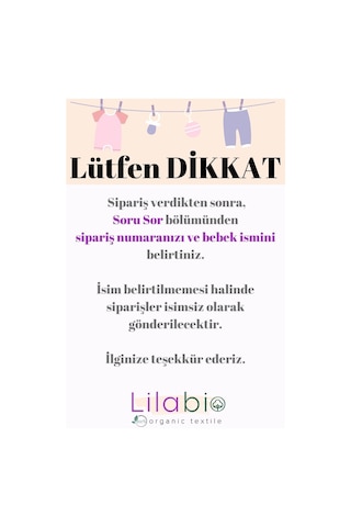 Lilabio %100 Organik Isme Özel Isimli 10lu Hastane Çıkışı Tavşancık Ekru