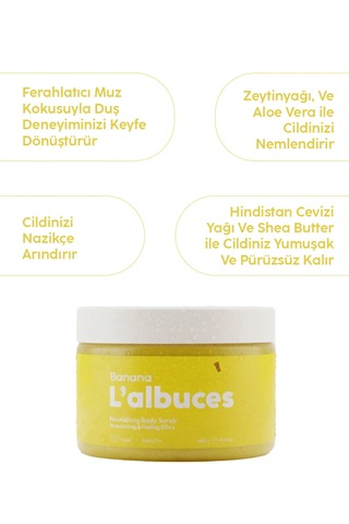 Banana Body Scrub 400gr Vegan, Temiz İçerikli, Muz Kokulu Pürüzsüz Cilt Bakımı