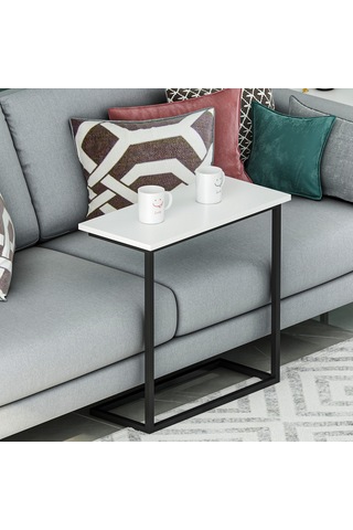 Narin Yan Sehpa, Metal Ayaklı Yan Sehpa, Ev-ofis - Beyaz/siyah Beyaz/siyah