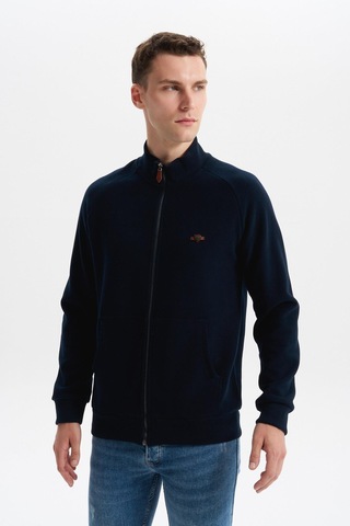 Arma Erkek Regular Fit Basic Reglan Kollu Selanik Kazak Karbon Fırçalı, Dik Yaka, Tam Fermuar, Cepli, Pamuk Polyester K30324698202 Lacivert