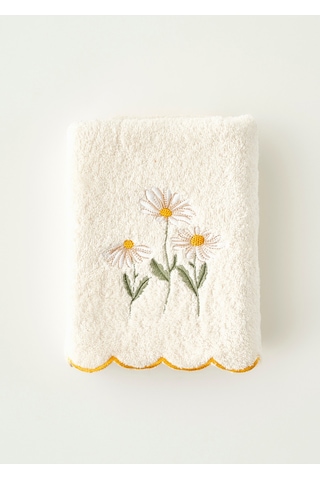 Bella Maison Daisy Scallop Kenar Yüz Havlusu Bej 50x90 Cm Bej