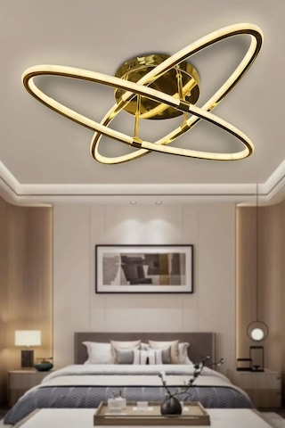 Atom 2 Kollu Çift Yönlü Kumandalı İthal Modern Yüksek Işık Güclü Led Avize - Gold Gold