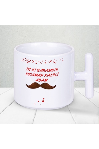 İyi Ki Babamsın Kocaman Kalpli Adam Yazılı Babalar Gününe Özel T Kupa Bardak
