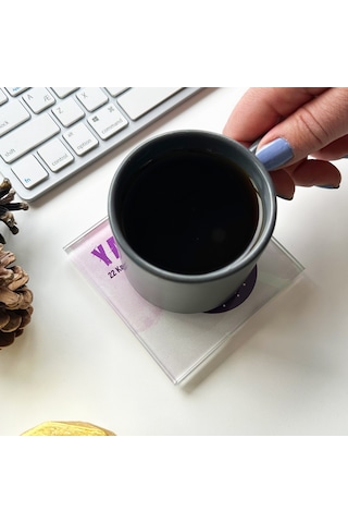 Decorita Cam Bardak Altlığı Burçlar - Yay Burcu 4'lü Takım Çok Renkli