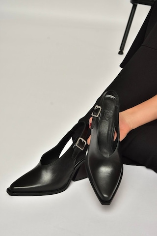 Fox Shoes Y654300203 Siyah Hakiki Deri Alçak Topuklu Western Ayakkabı Siyah