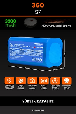 360 S7 3200mah Robot Süpürge Bataryası