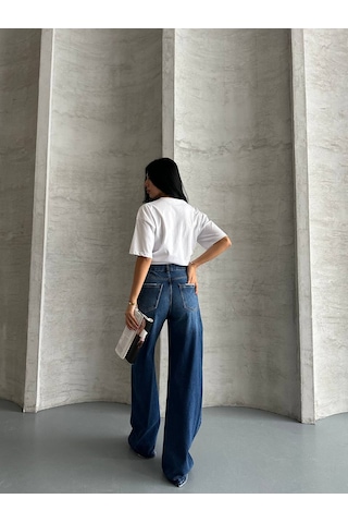 Zdn Jeans Yüksek Bel Wide Leg Jean Pantolon Mavi - Mavi