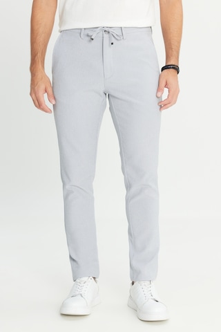 AC&Co / Altınyıldız Classics Erkek Koyu Grı Slim Fit Dar Kesim Beli Bağlamalı Çizgili Yan Cepli Casual Jogger Pantolon Koyu Gri