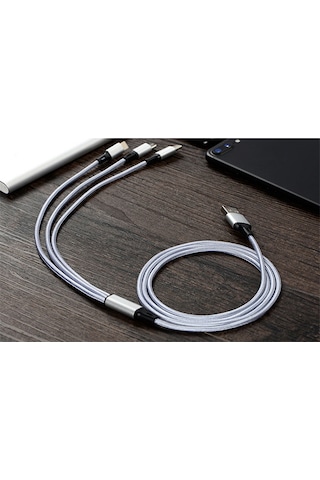 Reedark 3'lü Nylon Örgülü Data Kablosu: Type-c/lightning/micro Usb İle Hızlı Şarj Ve Sabit Veri Transferi - İphone Uyumlu , Samsung Uyumlu Ve Tüm Cihazlar İçin
