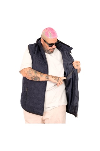 Mode Xl Battal Beden Erkek Kapitone Yelek 25712 İndigo