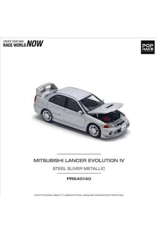 Pop Race Mitsubishi Lancer Evolution Iv Steel Silver Metallic 1:64 Diecast Model Araba Pr64-140 Gri