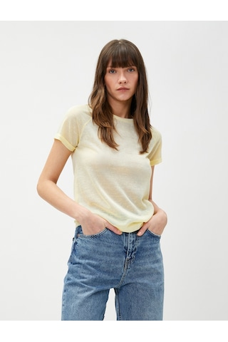 Koton Bisiklet Yaka Tişört Reglan Kol Sarı 3sak50384ek 3SAK50384EK161 Sarı