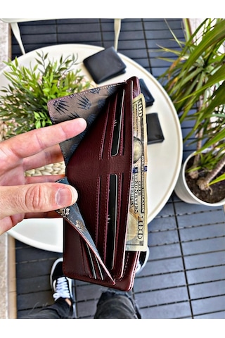 Insıde Zıpper Bordo Hakiki Deri Cüzdan