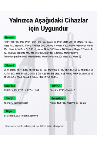 Ugreen Usb-c Jack Aux Ses Kablosu 3.5 Mm, Gümüş, 30633 -