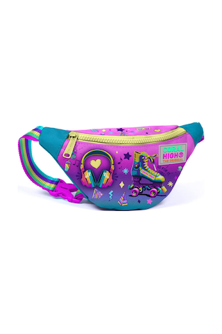 Coral High Kids Pembe Turkuaz Kulaklık Paten Desenli Bel Çantası 11506 Çok Renkli
