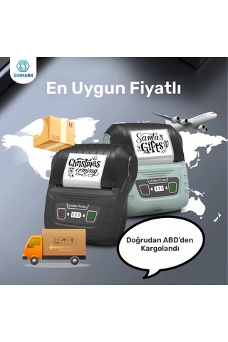 Honeybeeshop Sinmark Sk58 Taşınabilir Etiket Yazıcı Siyah Ofis Ev İşletme Adres İçin 4030 Kağıt Rulosu