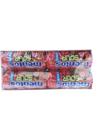 Mentos Sour Çilek Aromalı Şekersiz Tatlandırıcılı Ekşi Draje Sakız 30 G X 12 Adet