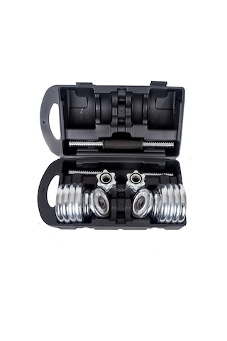 Çantalı Döküm Plaka Dambıl Seti 20 Kg Krom Dumbbell Set
