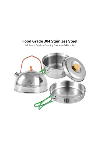 Createtech Uyumlu Tüm Tencereler İçin Skycıty Taşınabilir Set Paslanmaz Çelik Ocak Kampçılar İçin Hafif Gümüş 12 & Kh Gümüş