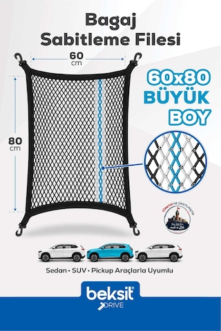 Beksit Drıve TOGG Model Özel Renkli Tasarım Bagaj Sabitleme Filesi (60x80 cm)