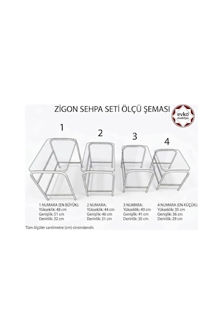 Evko Mobilya Buket Sehpa, 4'lü Zigon Sehpa, Servis Sehpası, Iç Içe Geçen Sehpa, Ahşap Sehpa, Dikdörtgen Sehpa Gri