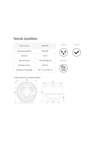 Sanel 12V-24V Uyumlu SBH834 Geri Vites Kornası