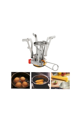 Tomshoo Gümüş Mini Sırt Çantasıyla Teneke Kutu Soba Brülörleri Gümüş