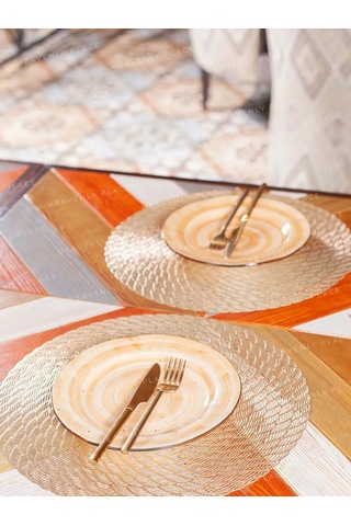 Heavenly Place Yuvarlak Bardak Altlığı Seti 4 Adet Peçete - Çarşaflı, Servis İçin 184988956 Altın Rengi