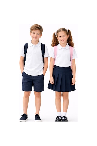 Erkek Kız Çocuk Polo Yaka Kısa Kollu Tişört Bgl-st05505 Beyaz