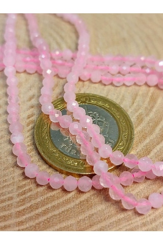 Yasam Tohumu Pembe Kuvars Taşı Dizi 3 MM 41245 Çok Renkli