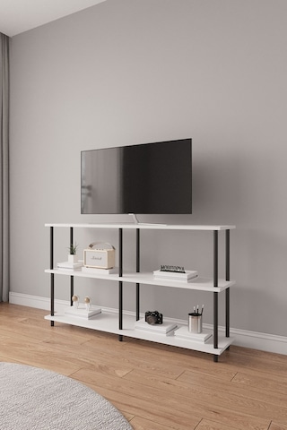 Çevir Kur 150 Cm Beyaz Raflı Tv Sehpası, Tv Ünitesi 150 75 29 Cm Beyaz