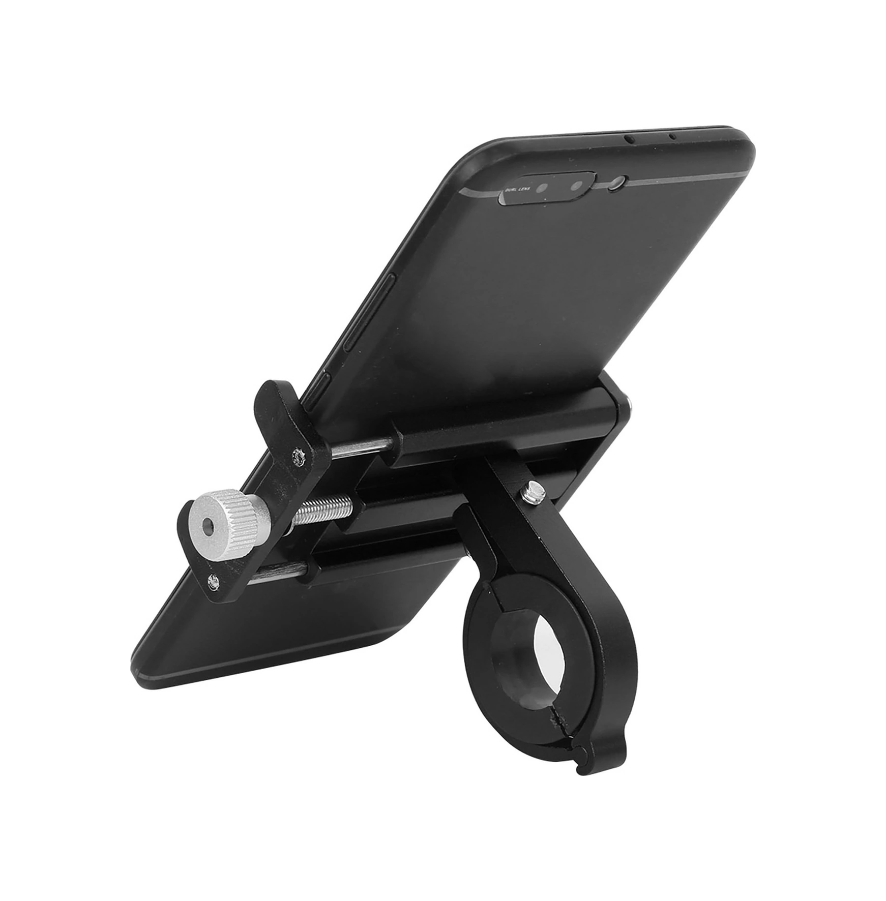 Vkemall Alüminyum Bisiklet Telefon Tutucu - Mekanik Kilitleme, 360 Döner, 3.5-6.5 İnç Telefonlar İçin, 18-31mm Direk Uyumlu, Siyah Siyah