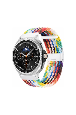 Samsung Galaxy Watch 8 40mm / 44mm / 46mm Classic Uyumlu Metal Clips Kumaş Örgü Akıllı Saat Kordon