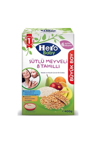 Hero Baby Sütlü Meyveli 8 Tahıllı 6+ Ay Kaşık Maması 400 G
