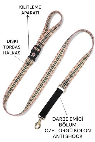 Caramelos Köpek Gezdirme Tasması, Bağlama Kilitli, Anti Shock Krem