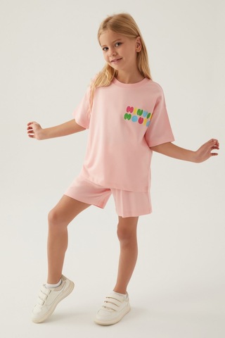 Minnie Mouse Colourful Somon Kız Çocuk Şort Takım 5274-42770 Somon