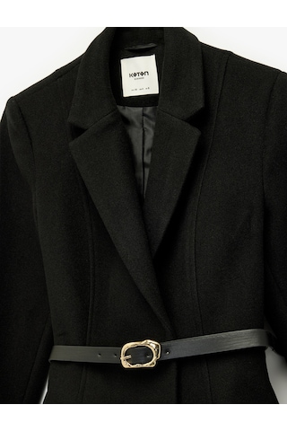 Koton Kruvaze Yaka Kemer Detaylı Peplum Blazer Ceket Siyah 6wak50166uw Siyah