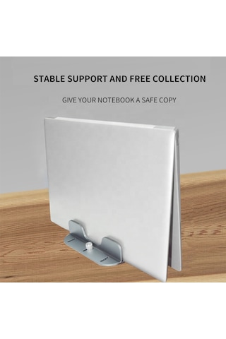 Z34a Büyük Boy Çift Yuvalı Dizüstü Bilgisayar Dikey Depolama Tabanı Ayarlanabilir Alüminyum Alaşımlı Dizüstü Masaüstü Standı - Gümüş