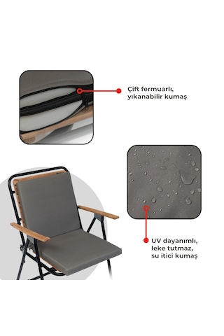 Xpermate 6'lı Arkalıklı Sandalye Minderi Fermuarlı 40x40 Antrasit