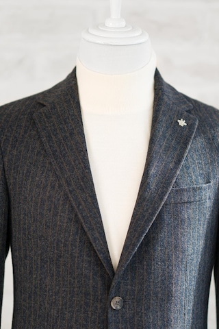 Slimfit Torba Cep Çizgili Mono Yaka Astarsız Çift Yırtmaç Likralı Kışlık Erkek Tek Ceket 001