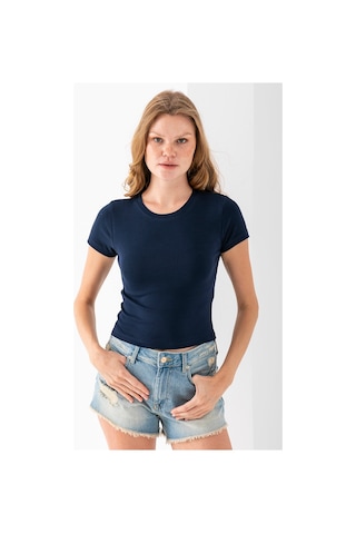Giysa Kadın Bisiklet Yaka Pamuklu Basic Body Lacivert - 25873 Lacivert