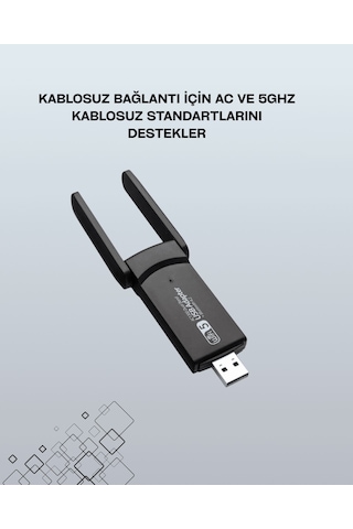 1200 Mbps Çift Bant Usb Wifi Adaptör, Yüksek Hızlı Güçlü Sinyal Geniş Uyumluluk