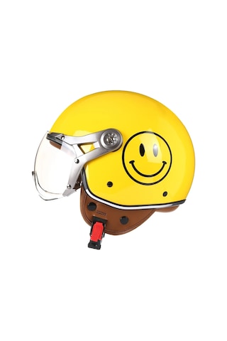 Tcherchi Vintage Chopper Motosiklet Retro Açık Yüz Kaskı Sarı