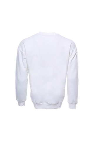 Wessi Beyaz Baskılı Desenli Bisiklet Yaka Sweatshirt Beyaz