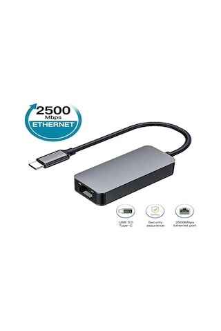 Anunnaki Usb Type C To Rj45 2.5gbps Gigabit Ethernet Adaptörü 2.5g 2500 Mbps Hız, Gigabit / 2.5g Uyumlu